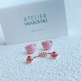  Khuyên tai Swarovski Teddy hồng - Swarovski Teddy earring jackets Bear, Pink, Rose gold-tone plated 
