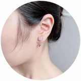  Khuyên tai Swarovski Teddy hồng - Swarovski Teddy earring jackets Bear, Pink, Rose gold-tone plated 