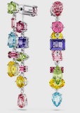  Gema drop earrings Asymmetrical design, Mixed cuts, Long, Multicolored, Rhodium plated 