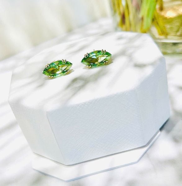  Bông tai Gema Stud, Green, Gold-Tone Plated 