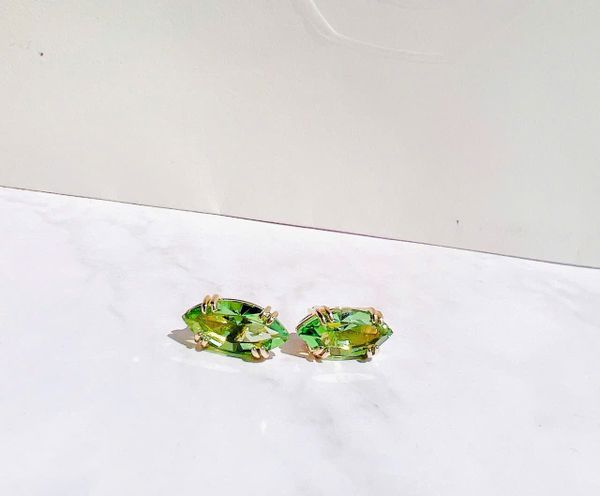  Bông tai Gema Stud, Green, Gold-Tone Plated 