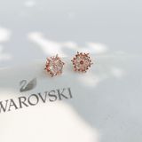  Khuyên hoa tuyết Swarovski màu vàng hồng - Swarovski Magic stud earrings Snowflake, White, Rose gold-tone plated 