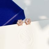  Khuyên hoa tuyết Swarovski màu vàng hồng - Swarovski Magic stud earrings Snowflake, White, Rose gold-tone plated 
