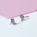  Khuyên tai Swarovski bướm trắng - Swarovski Lilia stud earrings, Butterfly, White, Rhodium plated 