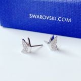  Khuyên tai Swarovski bướm trắng - Swarovski Lilia stud earrings, Butterfly, White, Rhodium plated 