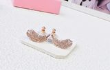  Khuyên tai Swarovski lông vũ vàng hồng - Swarovski Nice stud earrings Feather, White, Rose gold-tone plated 