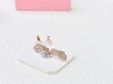  Khuyên tai Swarovski lông vũ vàng hồng - Swarovski Nice stud earrings Feather, White, Rose gold-tone plated 