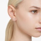  Khuyên tai Swarovski lông vũ vàng hồng - Swarovski Nice stud earrings Feather, White, Rose gold-tone plated 
