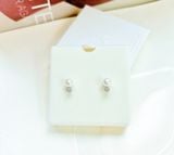  Matrix stud earrings Crystal pearl, Round cut, White, Rhodium plated 