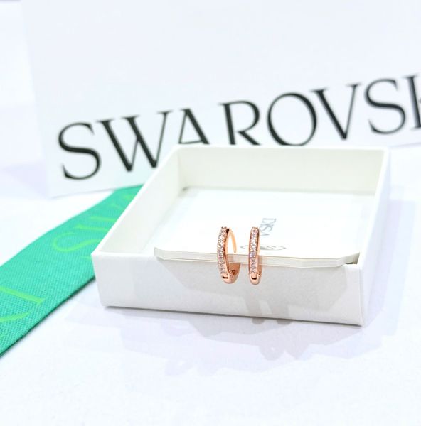  Matrix hoop earrings Round cut, White, Rose gold-tone plated 