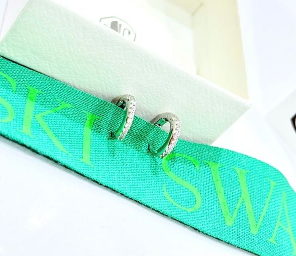  Matrix hoop earrings Round cut, White, Rhodium plated 