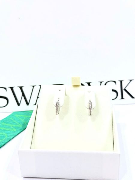  Matrix hoop earrings Round cut, White, Rhodium plated 