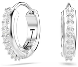  Matrix hoop earrings Round cut, White, Rhodium plated 