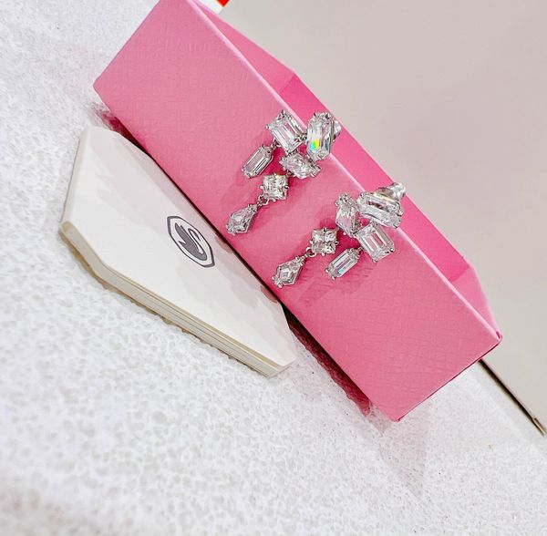  Mesmera drop earrings Mixed cuts, White, Rhodium plated 