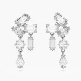  Mesmera drop earrings Mixed cuts, White, Rhodium plated 