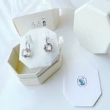 Khuyên tai Swarovski Millenia tròn trắng - Swarovski Millenia drop earrings Round cut, White, Rhodium plated 