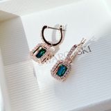  Khuyên tai Swarovski Millenia đá nhảy tone xanh ngọc - Swarovski Crystal Millenia Drop Earrings Octagon Cut Blue Rose Gold-Tone 