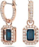  Khuyên tai Swarovski Millenia đá nhảy tone xanh ngọc - Swarovski Crystal Millenia Drop Earrings Octagon Cut Blue Rose Gold-Tone 