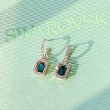  Khuyên tai Swarovski Millenia đá nhảy tone xanh ngọc - Swarovski Crystal Millenia Drop Earrings Octagon Cut Blue Rose Gold-Tone 