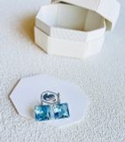  Khuyên tai Swarovski Millenia xanh aqua - Swarovski Millenia drop earrings Square cut, Blue, Rhodium plated 