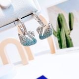  Khuyên tai thiên nga ombre xanh Swarovski - Swarovski Iconic Swan drop earrings Swan, Blue, Rhodium plated 