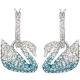  Khuyên tai thiên nga ombre xanh Swarovski - Swarovski Iconic Swan drop earrings Swan, Blue, Rhodium plated 