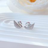  Khuyên tai thiên nga Swarovski màu trắng - Swarovski Swan Pierced Earrings, White, Rhodium Plated 