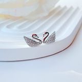  Khuyên tai thiên nga Swarovski màu trắng - Swarovski Swan Pierced Earrings, White, Rhodium Plated 