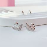  Khuyên tai thiên nga Swarovski màu trắng - Swarovski Swan Pierced Earrings, White, Rhodium Plated 