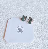  Khuyên tai Swarovski mẫu thiên nga tung cánh new màu xanh lá - Swarovski Iconic Swan stud earrings Swan, Green, Rose gold-tone plated 