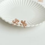  Khuyên tai Swarovski Volta nơ vàng hồng - Swarovski Volta stud earrings Bow, Small, White, Rose gold-tone plated 