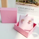  Khuyên tai Swarovski Volta nơ vàng hồng - Swarovski Volta stud earrings Bow, Small, White, Rose gold-tone plated 