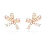 Khuyên tai Swarovski Volta nơ vàng hồng - Swarovski Volta stud earrings Bow, Small, White, Rose gold-tone plated 