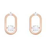  Khuyên tai đá nhảy Swarovski dáng oval - Swarovski Sparkling Dance stud earrings Round cut, Oval shape, White, Rose gold-tone plated 