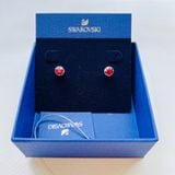  Birthstone stud earrings Round cut, July, Red, Rhodium plated 