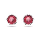  Birthstone stud earrings Round cut, July, Red, Rhodium plated 