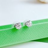  Khuyên nụ tròn Swarovski Solitaire màu trắng - Swarovski Solitaire stud earrings Round cut, White, Rhodium plated 