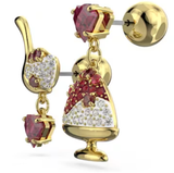  Cariti drop earrings Asymmetrical design, Red bean ice, Red, Gold-tone plated 