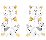  Khuyên tai Swarvoski Solitaire màu vàng - Swarovski Solitaire stud earrings Round cut, White, Gold-tone plated 