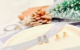  Khuyên tai Swarvoski Solitaire màu vàng - Swarovski Solitaire stud earrings Round cut, White, Gold-tone plated 