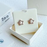  Khuyên tai Stella mix trai màu vàng hồng - Swarovski Stella stud earrings Round cut, Star, White, Rose gold-tone plated 