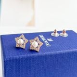  Khuyên tai Stella mix trai màu vàng hồng - Swarovski Stella stud earrings Round cut, Star, White, Rose gold-tone plated 