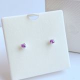  Khuyên tai Swarovski Stilla nụ tím - Swarovski Stilla stud earrings Round cut, Purple, Rhodium plated 