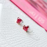  Khuyên Swarovski Stilla tim đỏ - Swarovski Stilla stud earrings Heart, Red, Gold-tone plated 