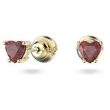  Khuyên Swarovski Stilla tim đỏ - Swarovski Stilla stud earrings Heart, Red, Gold-tone plated 