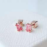  Khuyên tai Swarovski Stilla hồng - Swarovski Stilla stud earrings Rectangular cut, Pink, Rose gold-tone plated 