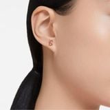  Khuyên tai Swarovski Stilla hồng - Swarovski Stilla stud earrings Rectangular cut, Pink, Rose gold-tone plated 