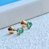  Khuyên tai Swarovski Stilla xanh lá cây - Swarovski Stilla stud earrings Pear cut, Green, Gold-tone plated 