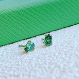  Khuyên tai Swarovski Stilla xanh lá cây - Swarovski Stilla stud earrings Pear cut, Green, Gold-tone plated 