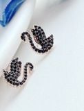  Swarovski Swan stud earrings Swan, Black, Rose gold-tone plated 